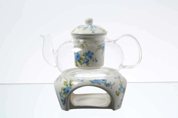 Чайник на подставке Синие цветы Royal Classics с ситом farforhouse