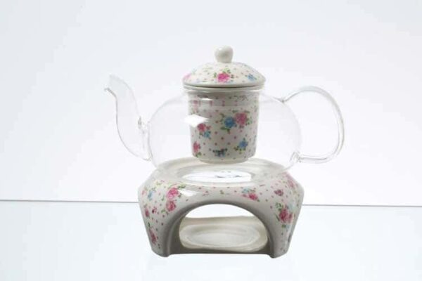Чайник на подставке Цветы Royal Classics с ситом farforhouse