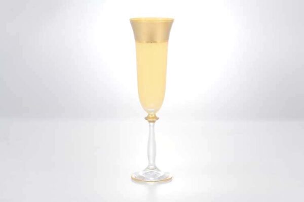 Набор фужеров для шампанского Анжела Матовая полоса AS Crystal желтый 190 мл 6 шт. farforhouse