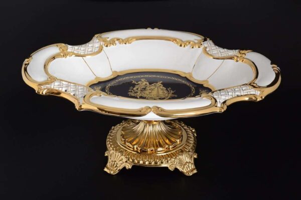 Конфетница 46 см Ceramiche White gold Bruno Costenaro farforhouse