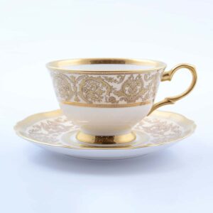Набор чайных пар 220мл Golden Romance Cream Gold Prouna (6 пар) farforhouse