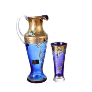 Набор графин и стаканы AS Crystal Матовая полоса синий 7 предметов farforhouse