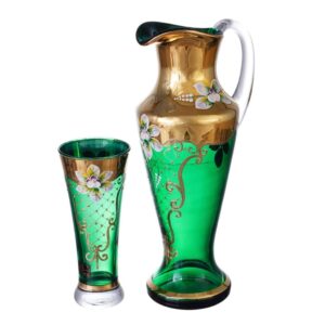 Набор графин и стаканы AS Crystal Матовая полоса зеленый 7 предметов farforhouse