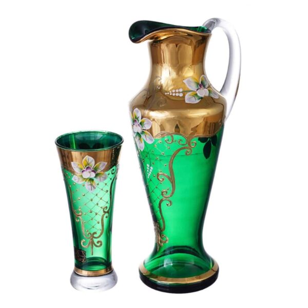 Набор графин и стаканы AS Crystal Матовая полоса зеленый 7 предметов farforhouse