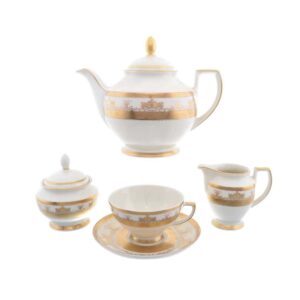 Чайный сервиз на 6 персон Falkenporzellan Diadem White Creme Gold 15 предметов farforhouse