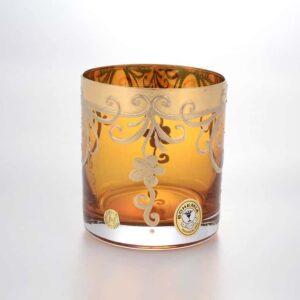 Набор стаканов для виски Bohemia Star Crystal Лепка янтарная (6 шт) farforhouse