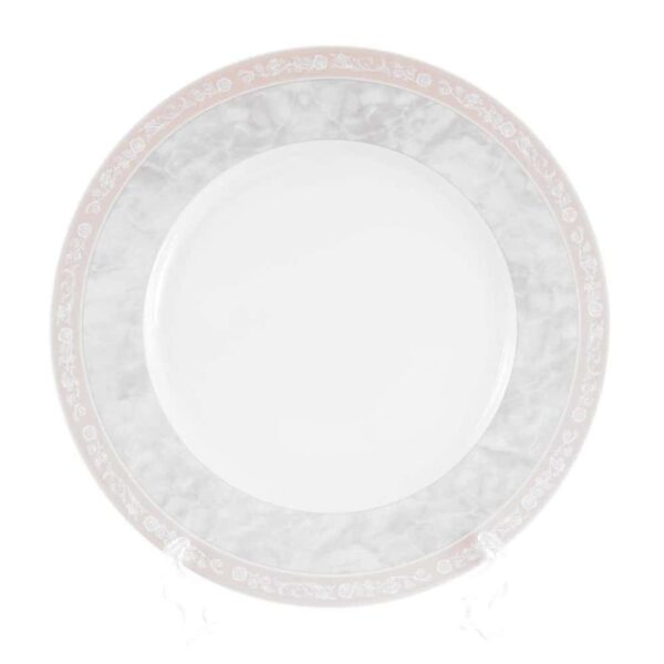 Набор тарелок Thun Яна Серый мрамор с розовым кантом 26см(6 шт) farforhouse