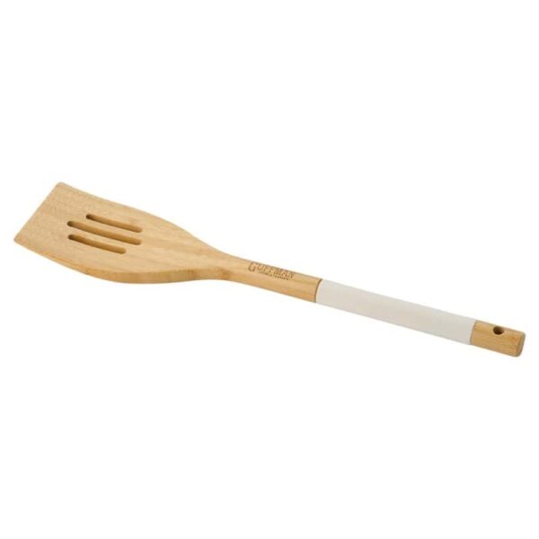 Лопатка с прорезями из бамбука с белой силиконовой ручкой Guffman farforhouse