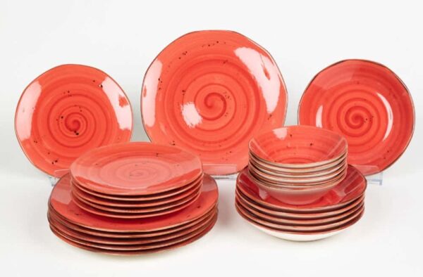 Набор посуды фарфоровый. 24 предмета (6 перс.) 11111-RED OMS farforhouse