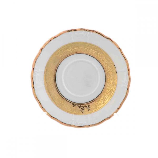 Блюдце кофейное Thun Мария Луиза золотая лента Ivory farforhose