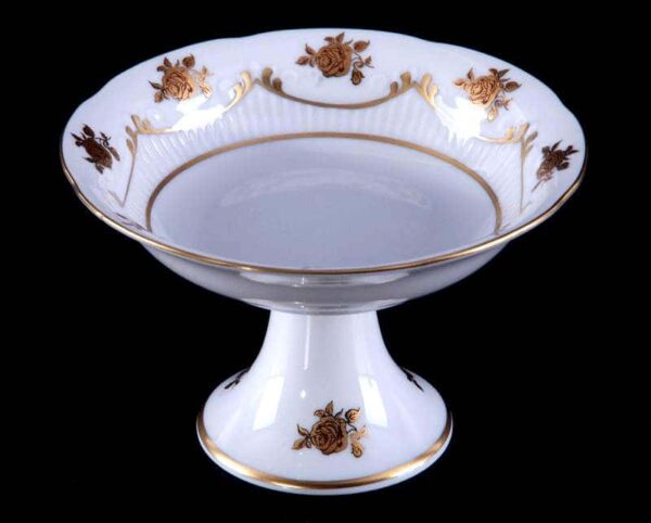 Венеция Роза золотая Салатник Bavarian Porcelain 13 см на ножке farforhouse