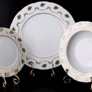 Венеция Роза зеленая Набор тарелок для сервировки стола Bavarian Porcelain farforhouse