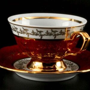 Лист красный Набор для чая Bavarian на 6 персон 12 предметов farforhouse